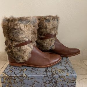 COACH Winona Furry Leather Chelsea Boots
